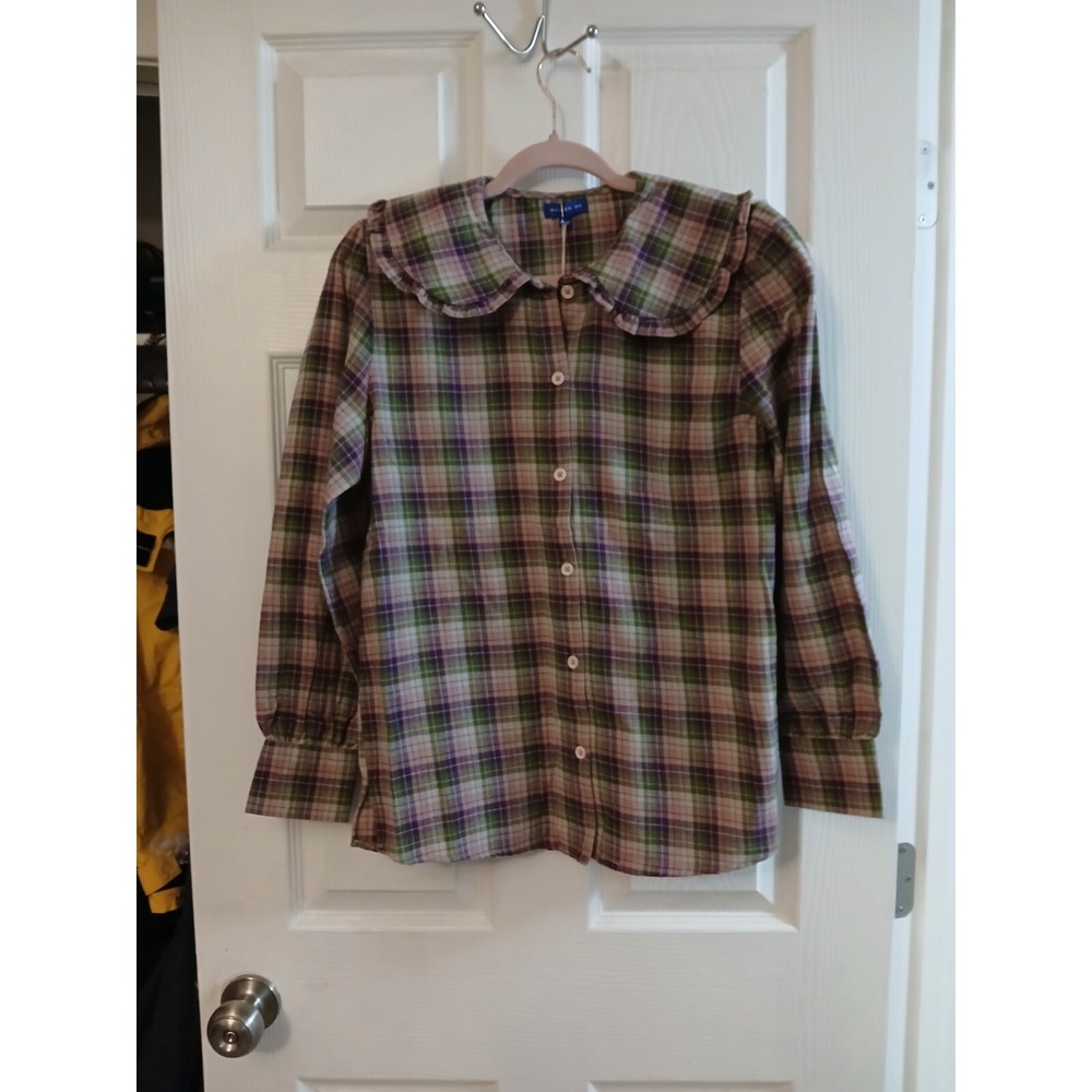 NWT Maison Me Women's Plaid Flannel Long Sleeve Button Up Shirt Prairie Size S